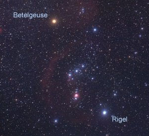 Estrelas de Rigel e Betelgeuse